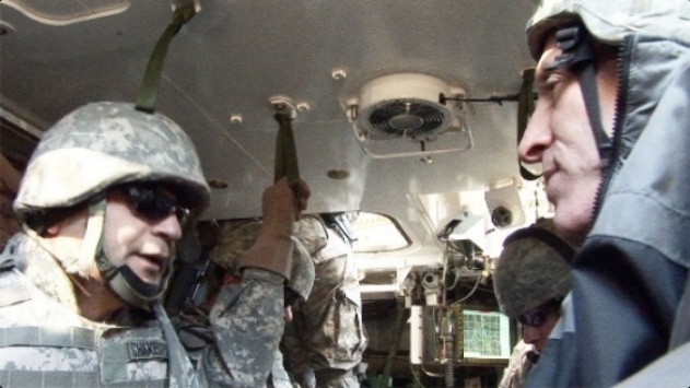 Aaron with the troops in Iraq